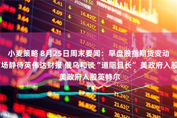 小麦策略 8月25日周末要闻：早盘股指期货变动不大 市场静待英伟达财报 俄乌和谈“道阻且长” 美政府入股英特尔
